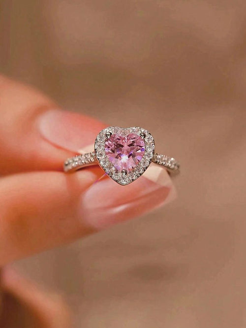 Éclat Cœur Rosé • Bague en Argent 925