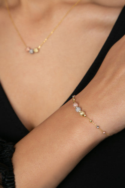 Dalia • Parure 2 pièces en Argent 925 Doré – Perles Dorika Bicolores