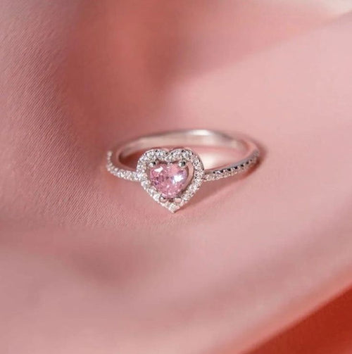 Éclat Cœur Rosé • Bague en Argent 925