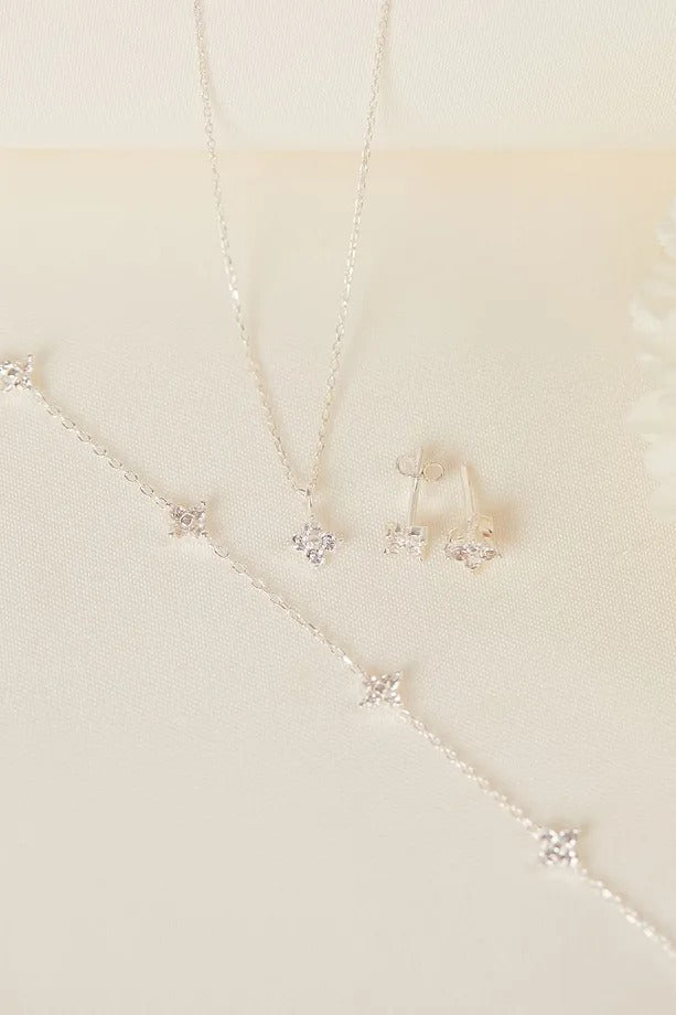 Rima •Parure 3 pièces en Argent 925 – Zircon Minimaliste